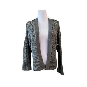 Abercrombie & Fitch Basket Weave Cotton Open Cardigan‎ Sweater SMALL Gray Shrug
